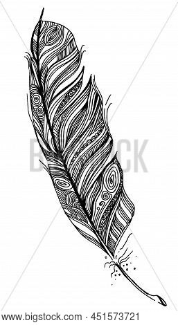 Feather, Sketch, Hans Draw Doodling Graphic Illustration, Black And White