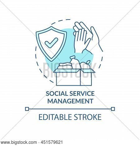 Social Service Management Turquoise Concept Icon. Social Planning Organizes Abstract Idea Thin Line 