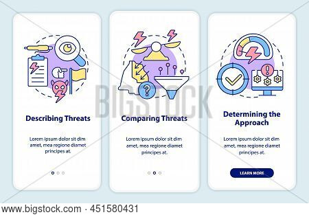 Dealing With Threats Of National Security Onboarding Mobile App Screen. Walkthrough 3 Steps Graphic 