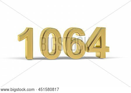 Golden 3d Number 1064 - Year 1064 Isolated On White Background - 3d Render
