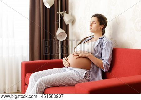 Pregnant Woman At Home. Different Health Problems During Pregnancy.