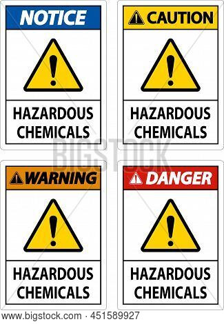 Set Hazardous Chemicals Sign On White Background