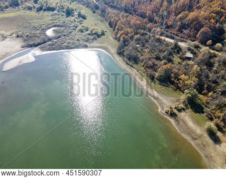 Aerial Autumn View Of Izvor Reservoir, Bulgaria