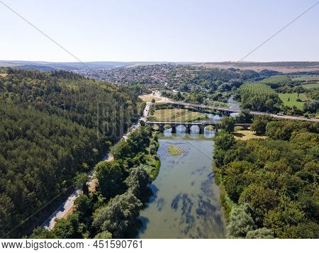 Aerial Summer View Of Yantra River, Passing Near The Town Of Byala, Ruse Region, Bulgaria