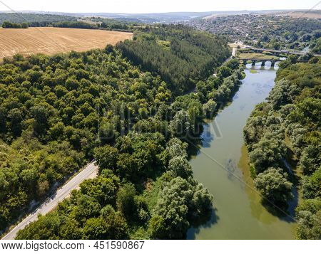 Aerial View Of Yantra River, Passing Near The Town Of Byala, Bulgaria