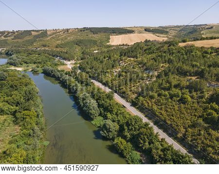 Aerial View Of Yantra River, Passing Near The Town Of Byala, Bulgaria
