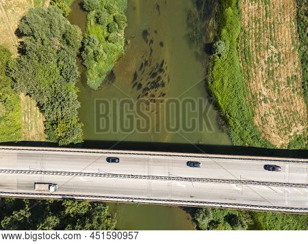 Aerial View Of Yantra River, Passing Near The Town Of Byala, Bulgaria