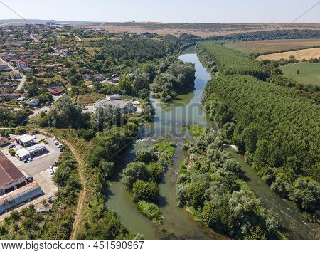 Aerial View Of Yantra River, Passing Near The Town Of Byala, Bulgaria