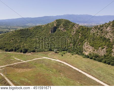 Aerial View Of Kozhuh Mountain And Petrich Valley, Bulgaria
