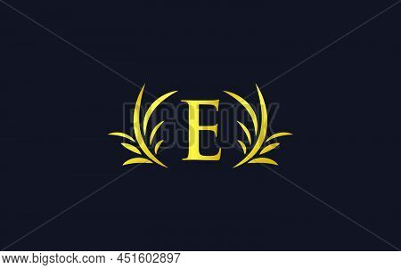 Golden Laurel Wreath Leaf Logo Design Vector With The Letters And Alphabets And Bamboo Leaf
