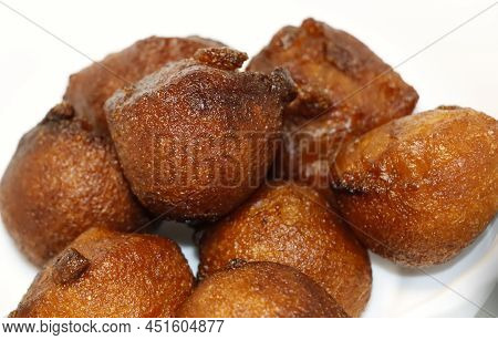 Kerala Style Sweet Tasty Unni Appam In White Background. Selective Focus