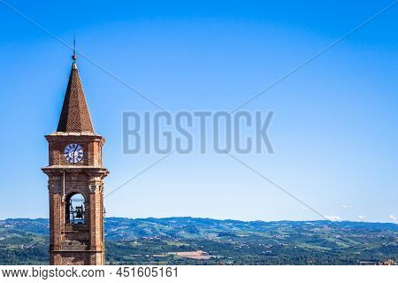 Govone, Italy - Circa August 2020: Piedmont Hills In Italy, Monferrato Area. Scenic Countryside Duri