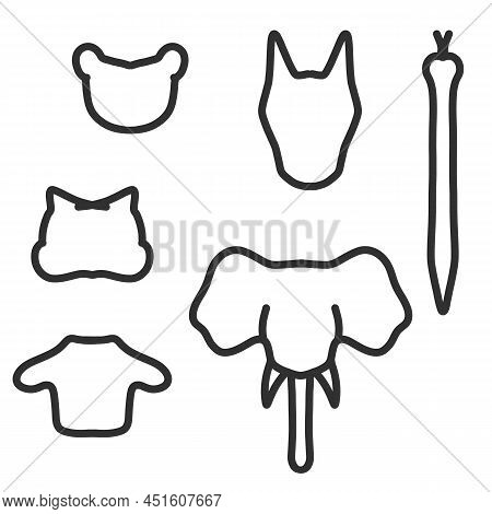 Animal Collection Of Isolated Head Silhouettes For Labels And Stickers.