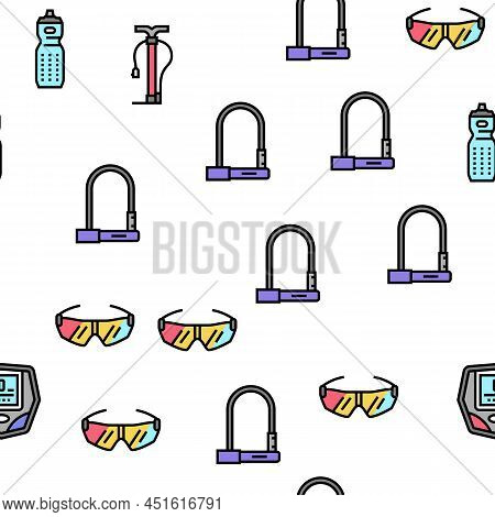 Bike Transport And Accessories Vector Seamless Pattern Thin Line Illustration