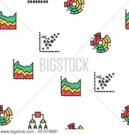 Graph For Analyzing And Research Vector Seamless Pattern Thin Line Illustration