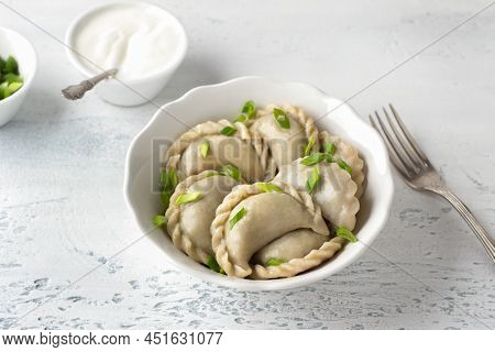 Homemade Vegan Dumplings, Vareniki, Pierogi, Kreplach Stuffed With Vegan Lentil 
