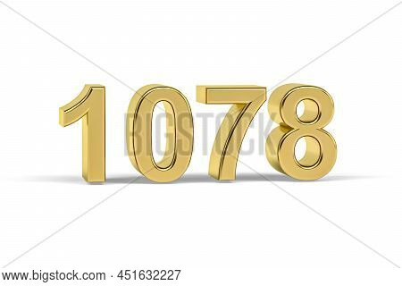 Golden 3d Number 1078 - Year 1078 Isolated On White Background - 3d Render