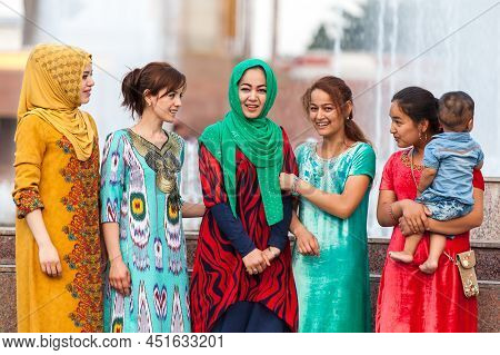 Dushanbe, Tajikistan - Circa June 2017: Dushanbe Residents On The Streets Of The City Circa June 201