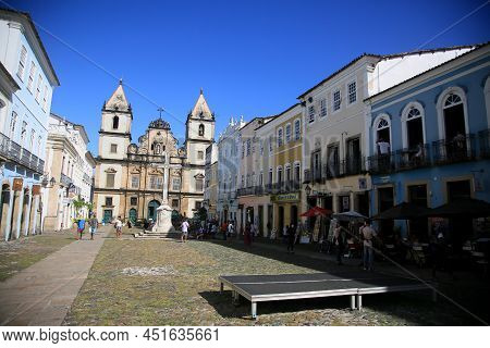 Salvador, Bahia, Brazil - March 25, 2022: View Of Sao Francisco Church In Pelourinho Region, Histori