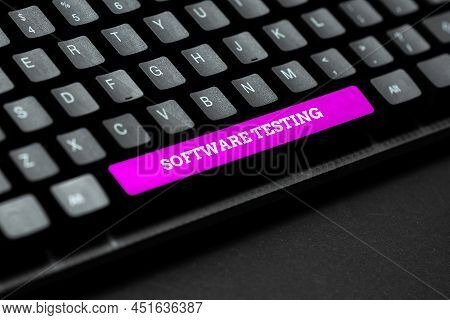 Hand Writing Sign Software Testing. Business Overview Investigation Provide Information About The Qu