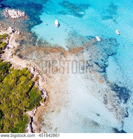 South Corsica, Turquoise Sea And Green Landscape From Above. France. High Quality Photo