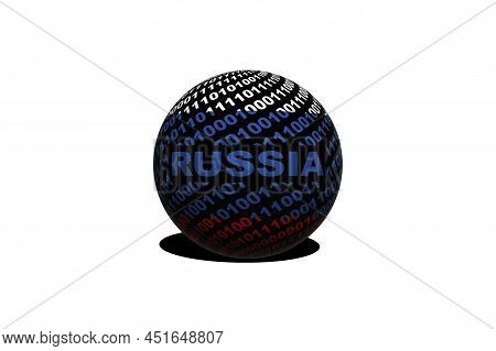 Hacker Russia 3d. Digital Russian Flag And A Binary Background Cybersecurity Concept With 0 And 1. C