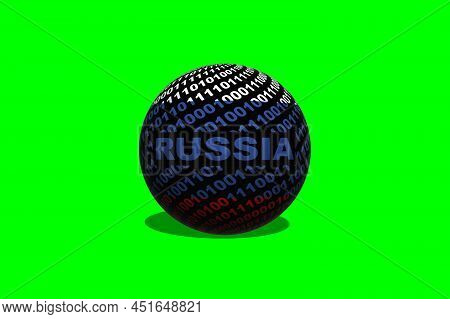 Hacker Russia 3d. Digital Russian Flag And A Binary Background Cybersecurity Concept With 0 And 1. C