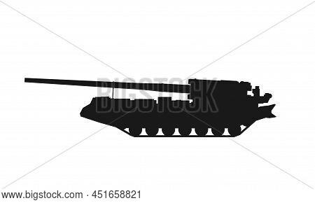 Self-propelled Artillery Icon. Army Artillery System Acs Peony. Vector Image For Military Web Design