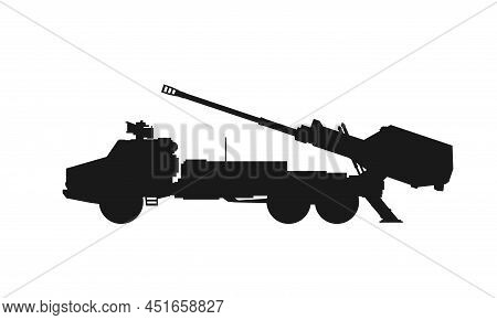 Archer Self Propelled Howitzer Icon. Army Artillery System. Vector Image For Military Concepts And W