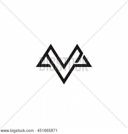 Letter Mv Simple Geometric Line Triangle Logo Vector
