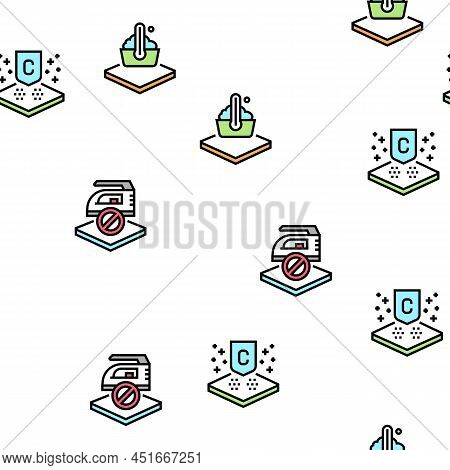 Fabrics Properties Collection Icons Set Vector. Elastic And Stretched, Warm And Cool, Antibacterial 