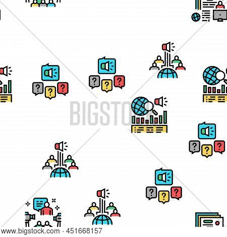 Pr Public Relations Vector Seamless Pattern Thin Line Illustration