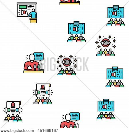 Pr Public Relations Vector Seamless Pattern Thin Line Illustration