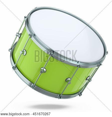 Realistic Drum On White Background. 3D Render Concept Of Musical Instrument