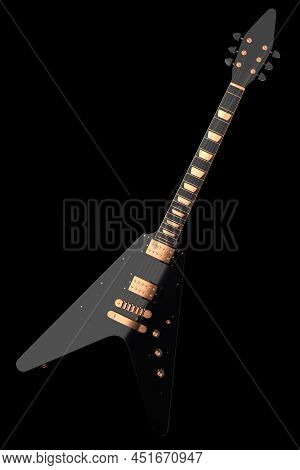 Close-up Of Electric Acoustic Guitar Isolated On Black Background.