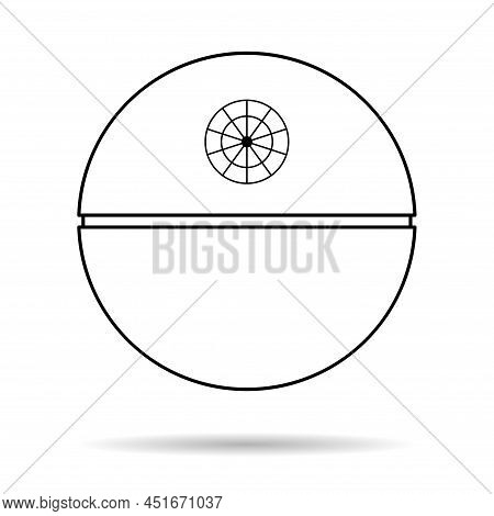 Death Star Icon With Shadow, Mobile Space Station Symbol, Circle Galaxy Planet Vector Illustration .
