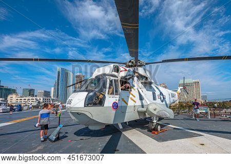 San Diego, California, United States - July 2018: Sikorsky Uh-3h Sea King Helicopter Of 1980s In Ame
