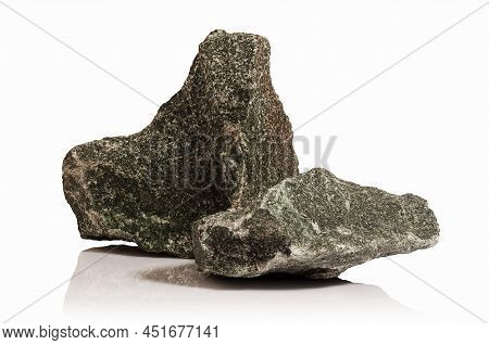Raw Fragments Of Jadeite Rock, On A White Background