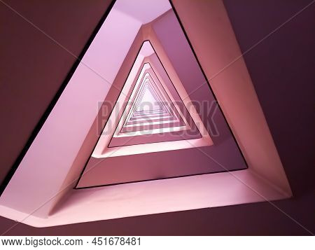 Pink Triangle Spiral Pattern Minimal Modern Architecture Abstract