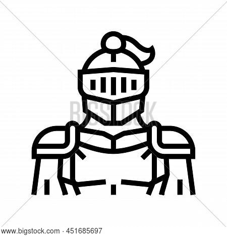 Knight Fairy Tale Line Icon Vector. Knight Fairy Tale Sign. Isolated Contour Symbol Black Illustrati