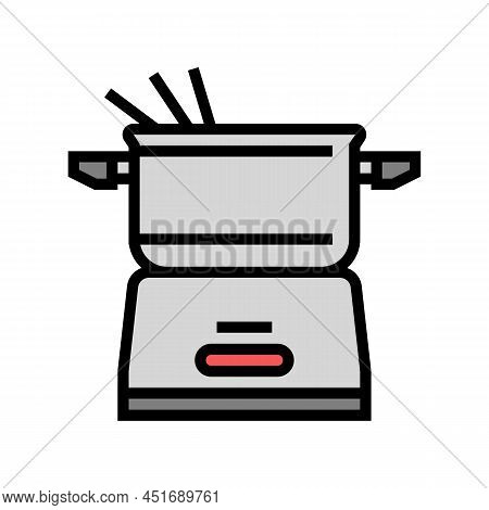 Electric Fondue Pot Color Icon Vector. Electric Fondue Pot Sign. Isolated Symbol Illustration