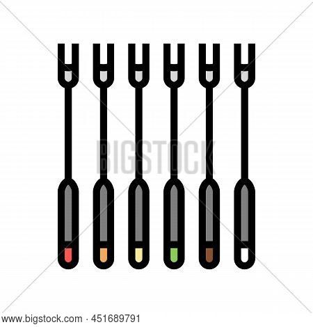 Forks Fondue Color Icon Vector. Forks Fondue Sign. Isolated Symbol Illustration