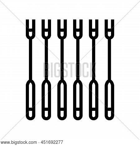 Forks Fondue Line Icon Vector. Forks Fondue Sign. Isolated Contour Symbol Black Illustration
