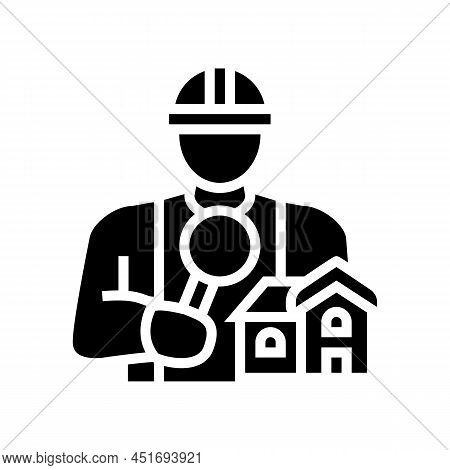 Home Inspector Glyph Icon Vector. Home Inspector Sign. Isolated Contour Symbol Black Illustration