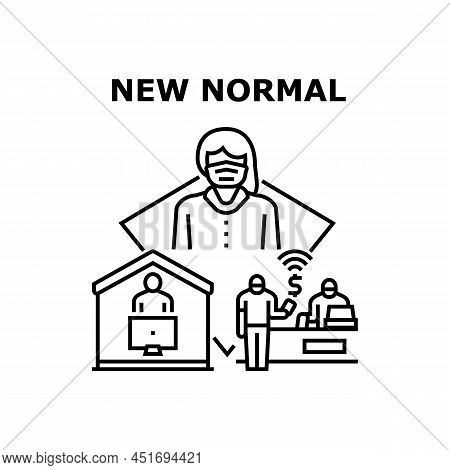 New Normal Protect Vector Icon Concept. Wearing Protective Facial Mask In Public Place, Contactless 