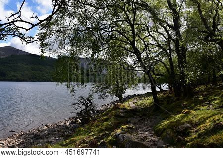 Narrow Hiking Footpath Beside Scenic Ennerdale Water Resevoir In England.
