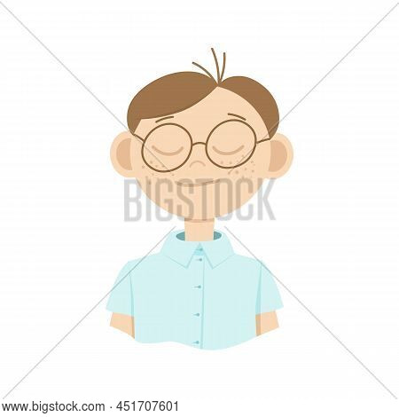 Drawing Of A Cartoon Man With Glasses. Doodle Style