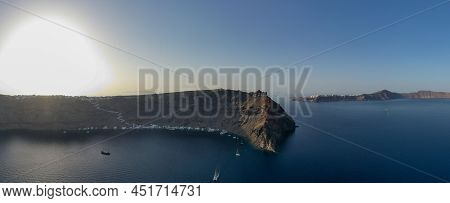 View Of The Cliffs Of Thirasia In The Caldera Of Santorini, Cyclades Islands, Greece, Europe