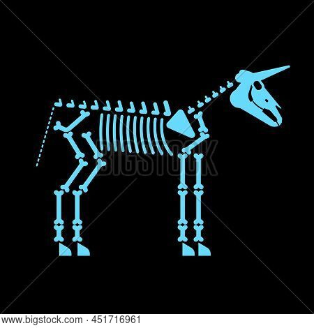 Skeleton Unicorn Isolated. Skull Magic Vector Illustration