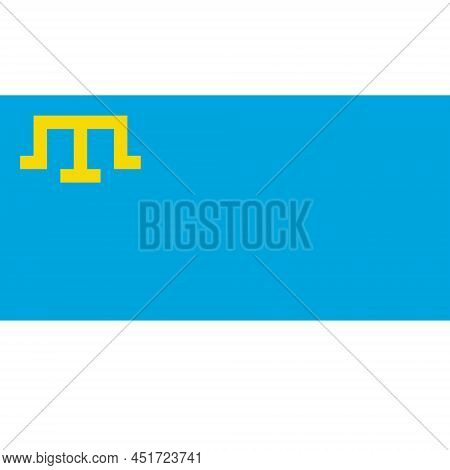 Flag Crimean Tatar People Sky Blue Flag, With Golden Tamga, Crimea Flag